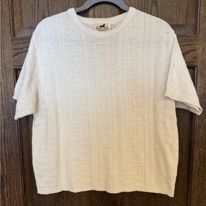 Vintage Winona Knits Cream Short Sleeve Crewneck Cotton Sweater
